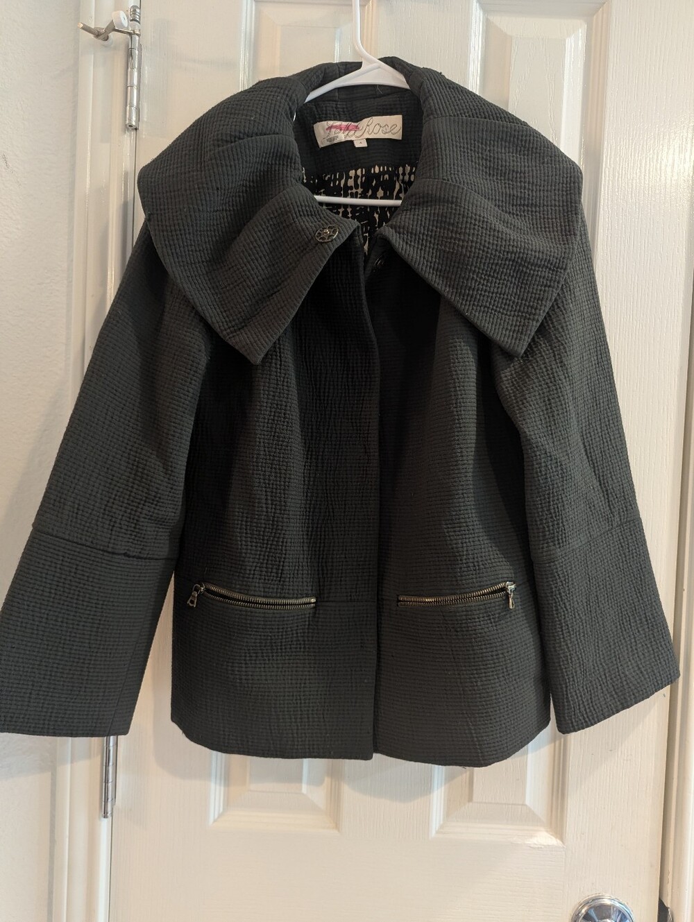 Lela Rose Waffle Textured Shawl Collar Jacket
